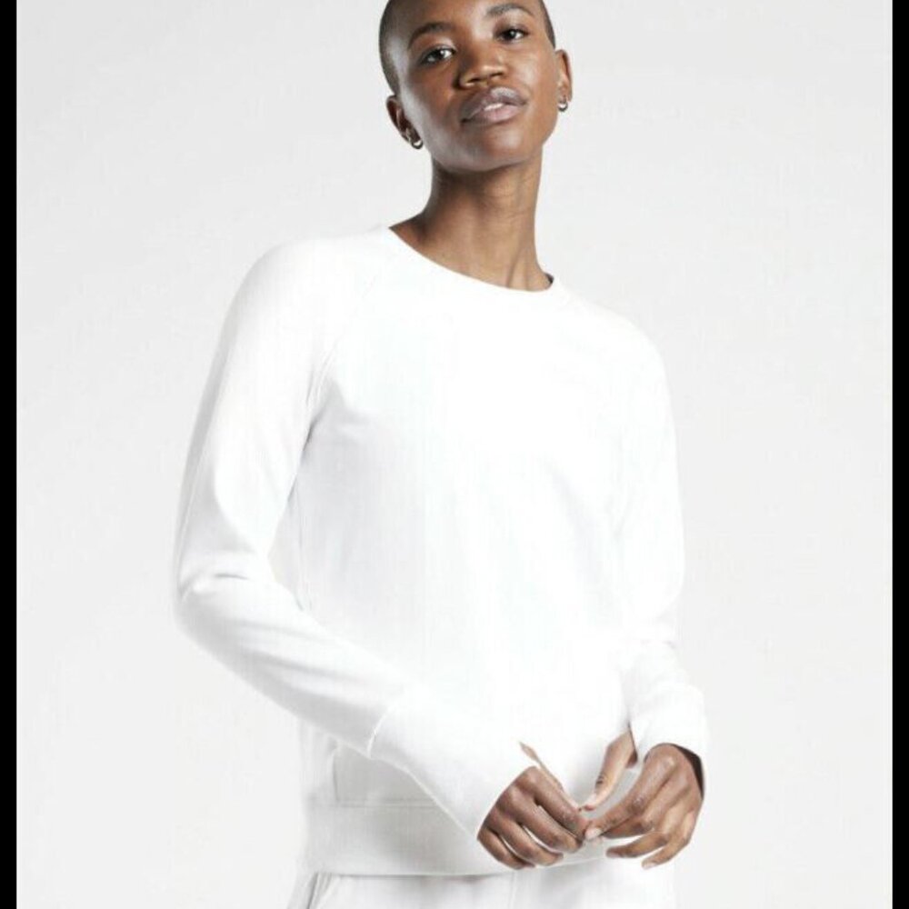 Athleta Triumph Crewneck Sweatshirt, White, Size M